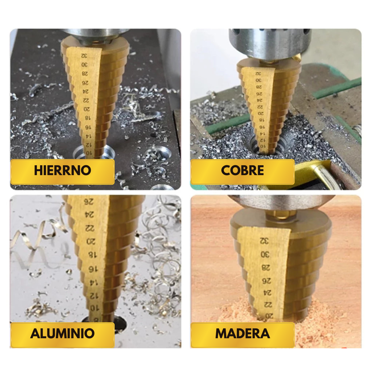 Titanix Pro®- Perforaciones Rápidas y Limpias en segundos, cada SET incluye 6 brocas.