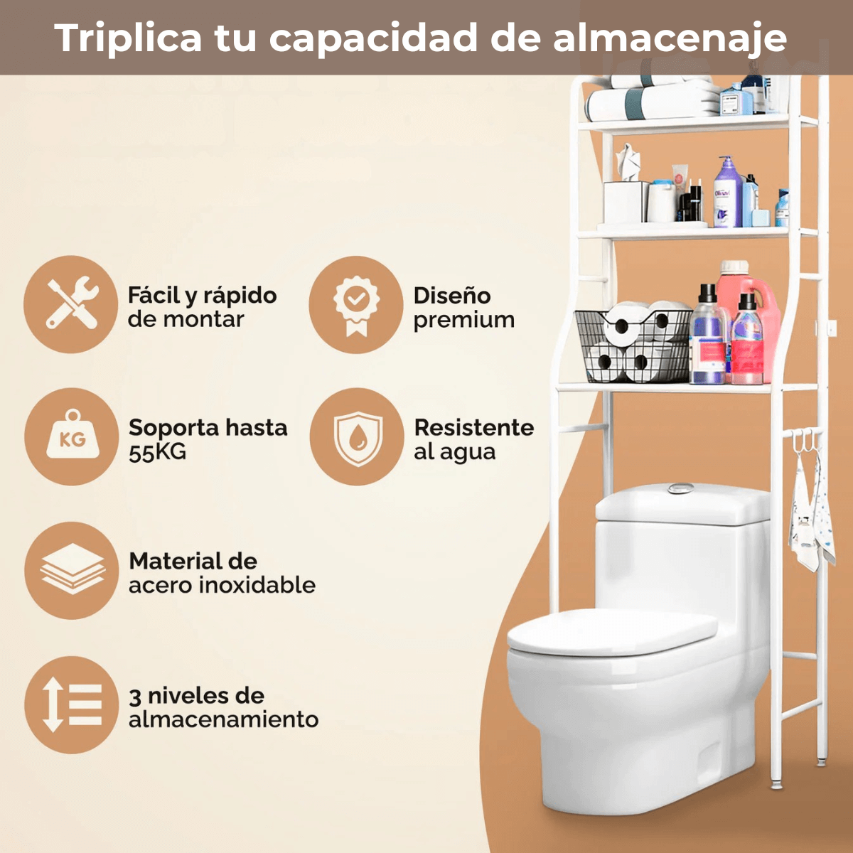Organizador Pro®-Aprovecha cada rincón, un baño ordenado te espera.