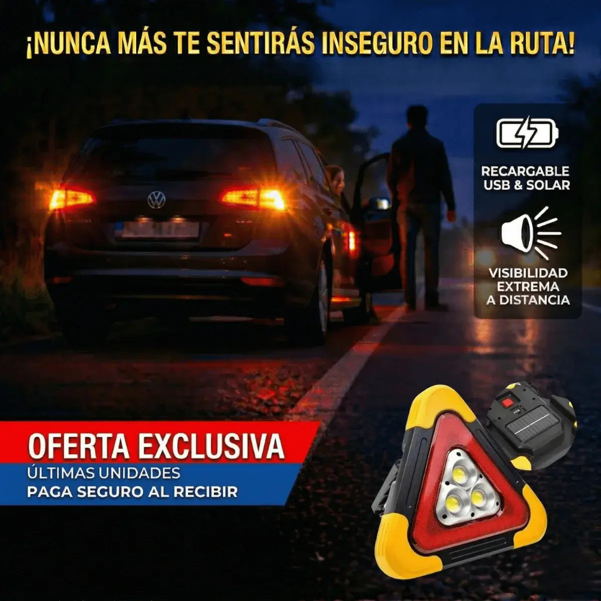 TriSignal® - Se visible en la carretera antes de que sea tarde (Carga USB)