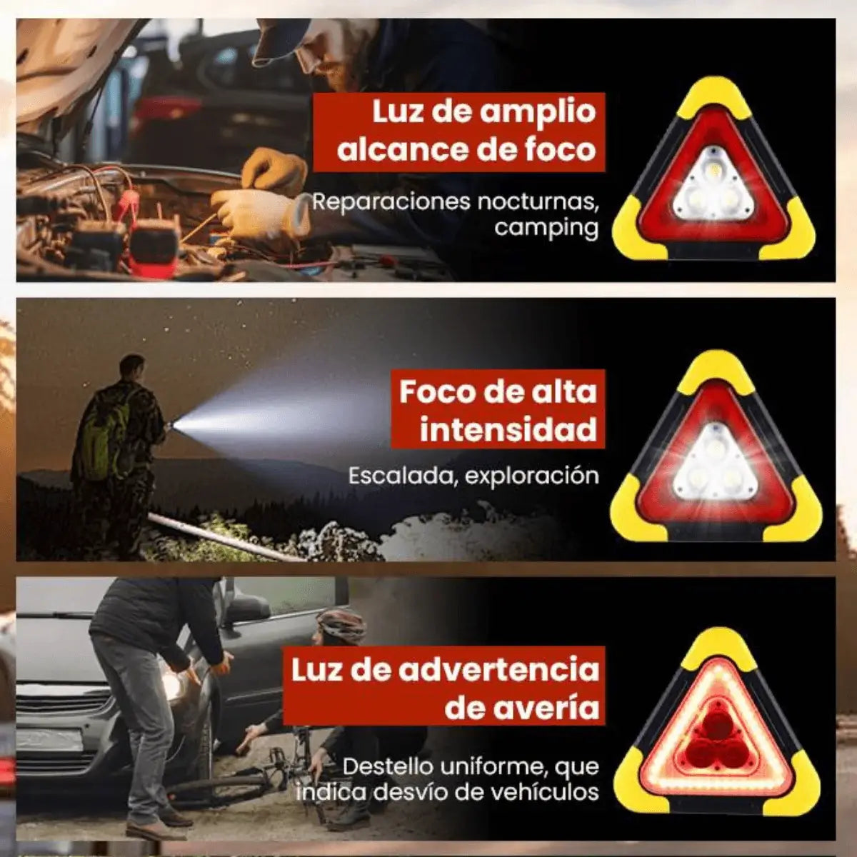 TriSignal® - Se visible en la carretera antes de que sea tarde (Carga USB)